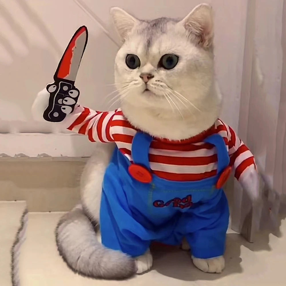 Halloween Cosplay Jumpsuit for Cats & Small Dogs with Foam Prop