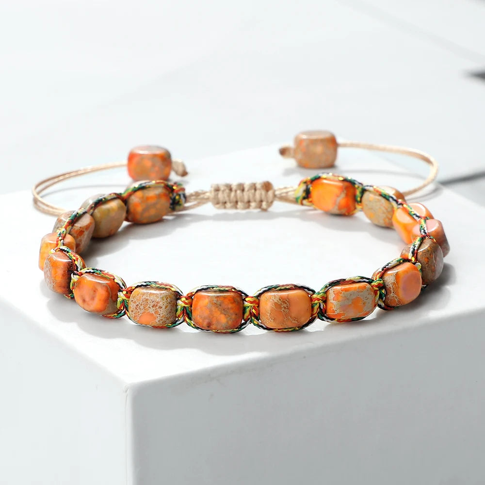 Imperial Stone Beaded Bracelet – Handmade Braided Friendship Jewelry for Women & Men
