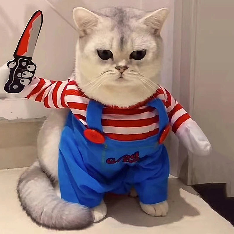 Halloween Cosplay Jumpsuit for Cats & Small Dogs with Foam Prop