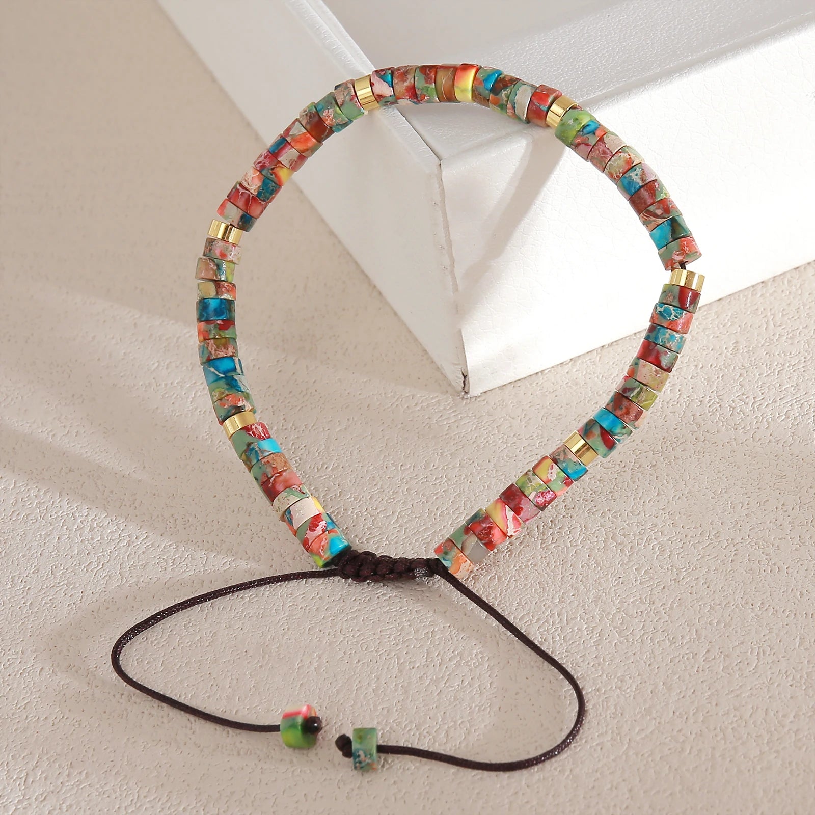 Natural Stone Beaded Bracelet – Adjustable Bohemian Woven Bracelet for Women & Men