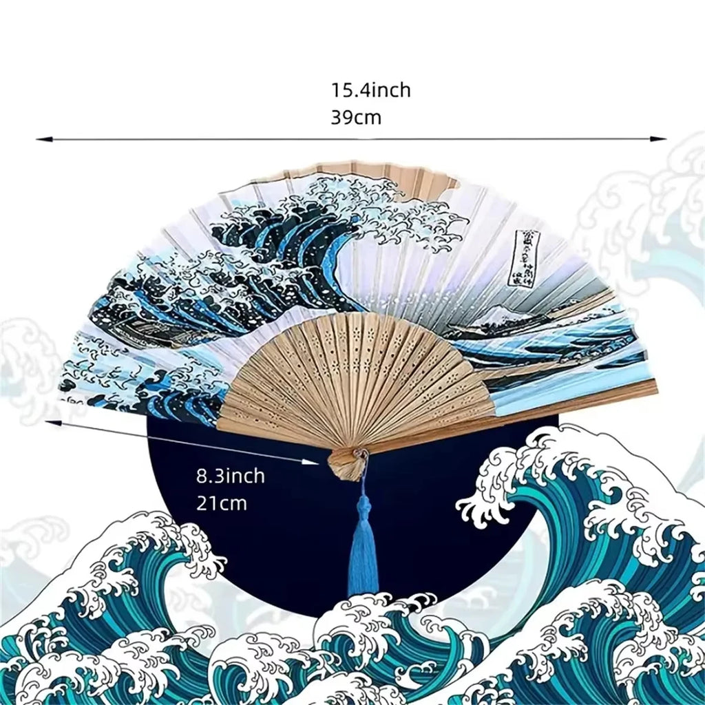 Handheld Folding Ancient Style Fan with Tassel