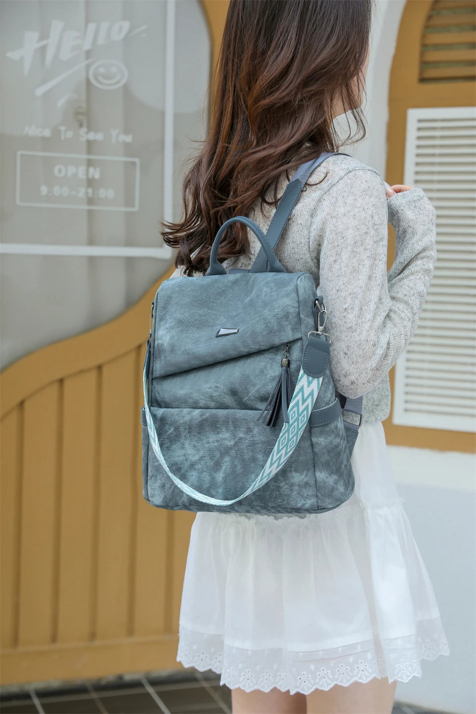 Women's PU Leather Backpack - Large Capacity Fashion Daypack with Tassel