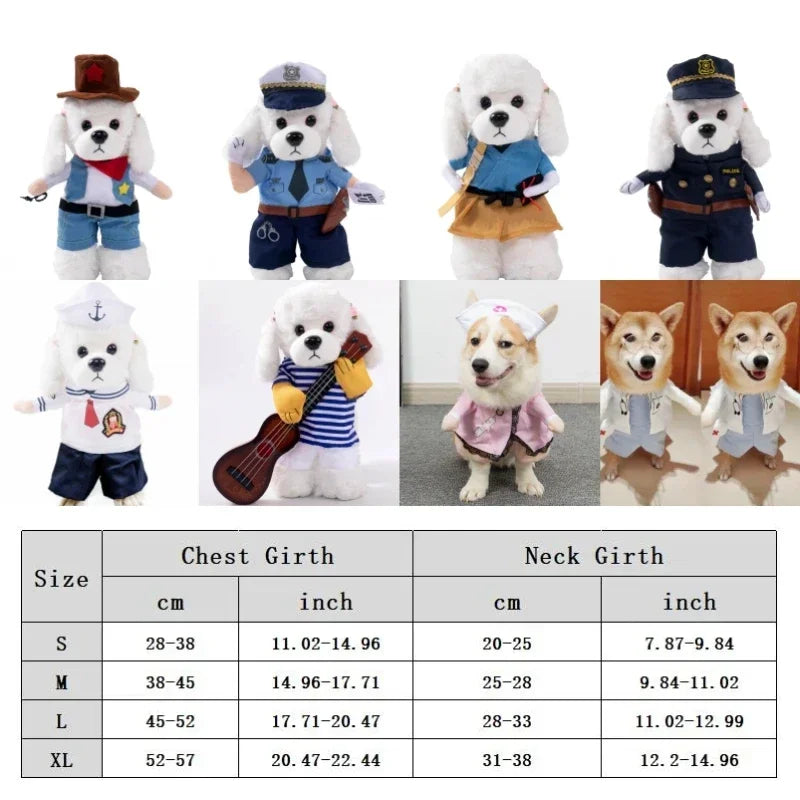 3-Piece Halloween Dog Cosplay Costume Set with Wig Hat & Prop