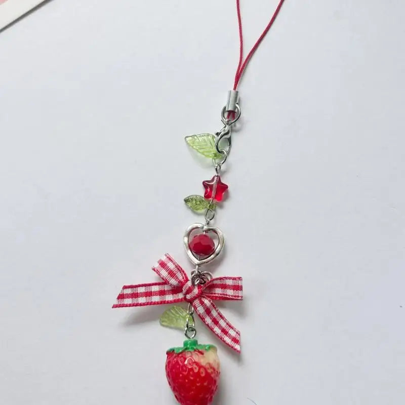 Y2K Love Star Strawberry Bow Charm Phone Chain & Key Ring