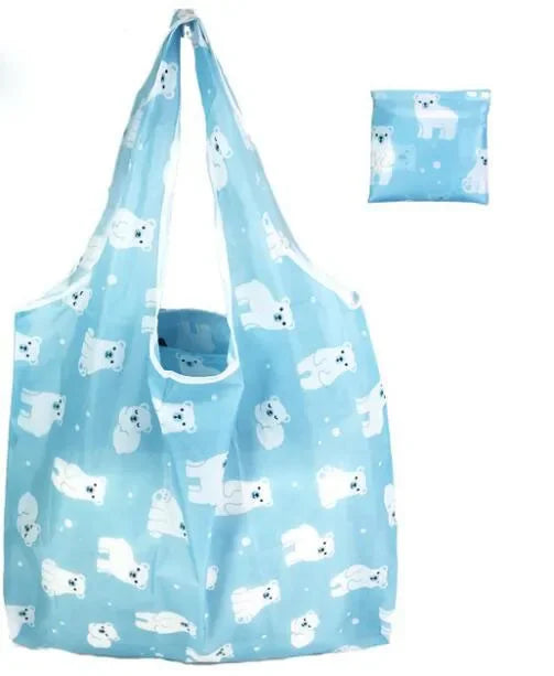Foldable Large Shopping Storage Bags for Groceries Recyclable Grocery Tote Pouch Eco-Friendly Heavy Duty Washable Shopper Bag
