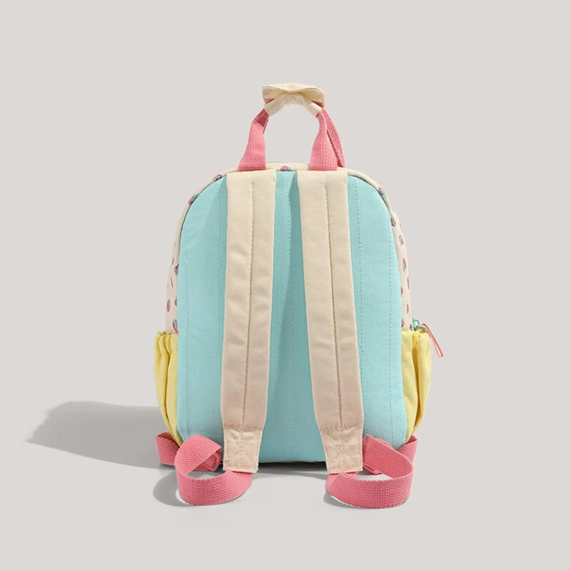 Dopamine Strawberry Print Student Backpack Large Capacity Cute Kids School Bag for Girls Sweet Kindergarten Bookbag for Children