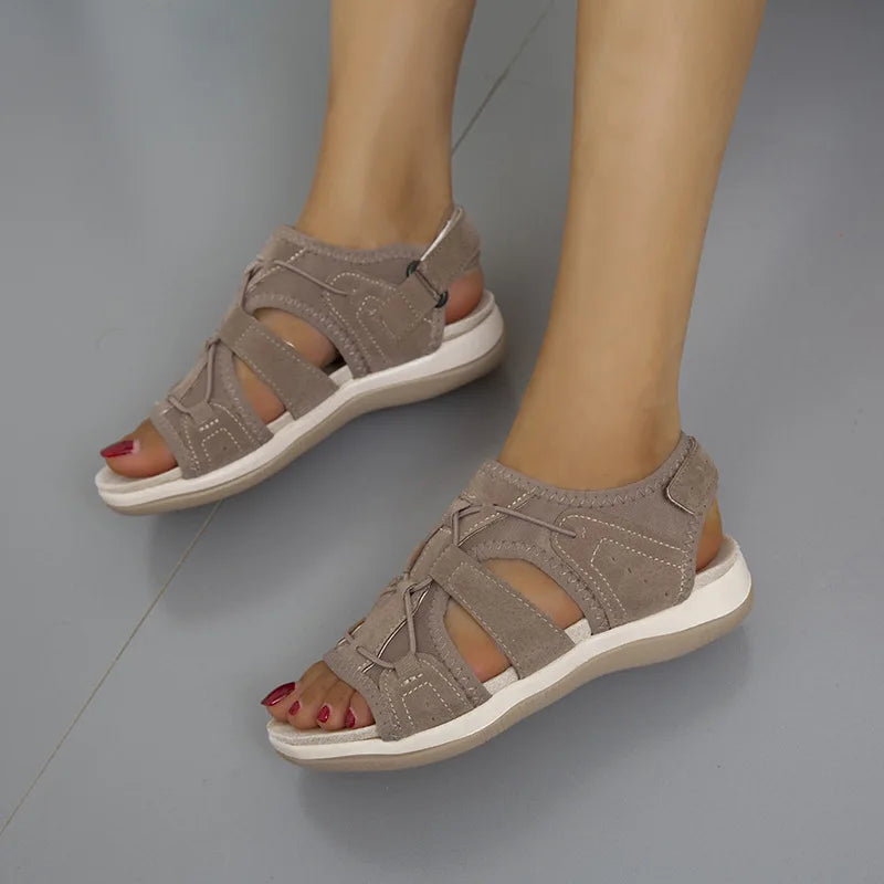 Women's Peep-Toe Flat Beach Sandals