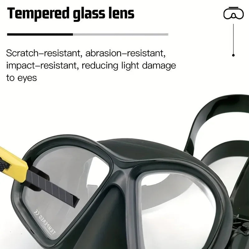 JUNHAIINS Tempered Glass Freediving Mask Snorkeling Set Foldable snorkel J-type Diving Mask with Camera Mount