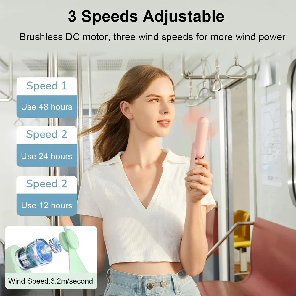 Mini Portable Rechargeable Handheld Fan with Power Bank