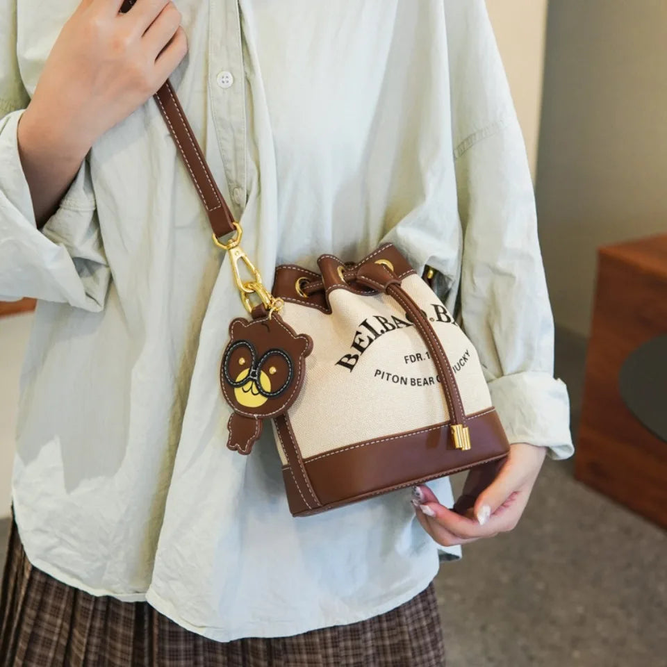 Women's Drawstring Bucket Crossbody Bag