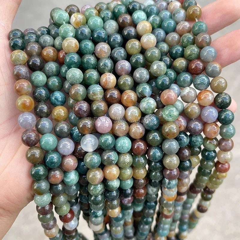 Natural Stone Beads Indian Agate Stone Round Ball Loose Beads 4 6 8 10 12MM for Jewelry Making Necklace DIY Bracelets Accessory