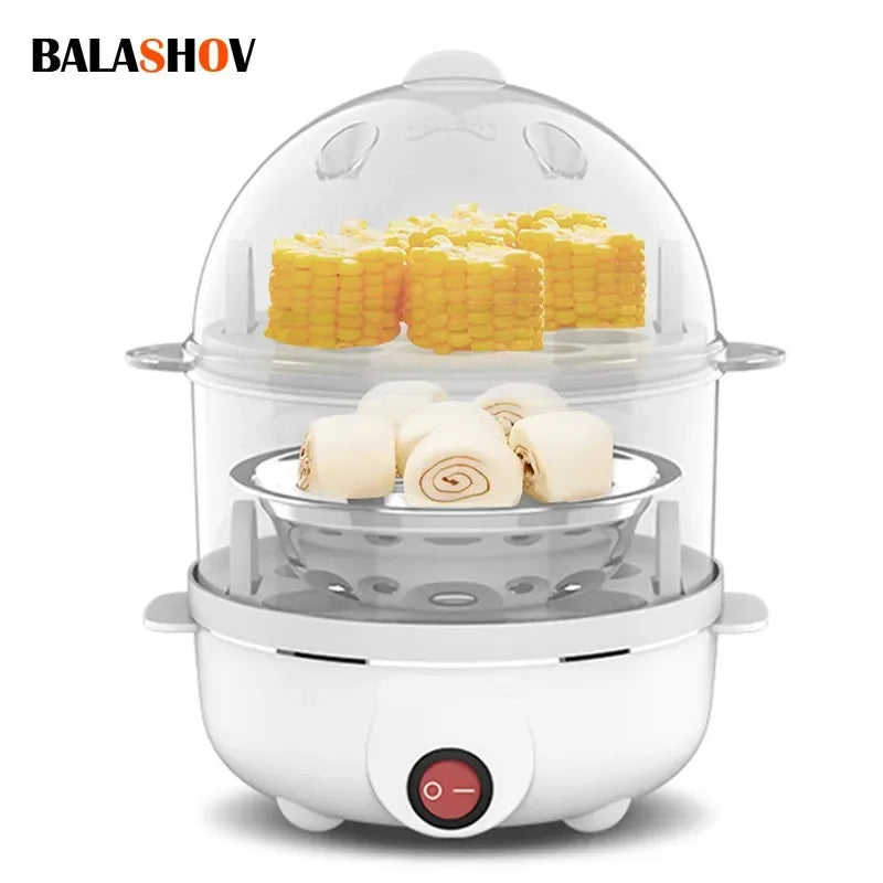 Electric Egg Cooker & Steamer | Single or Double Layer | 360° Rapid Steam | Mini Breakfast Machine