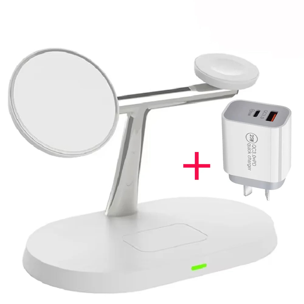 3-in-1 Magnetic Wireless Charger Stand | 30W Fast Charging for iPhone, Apple Watch & AirPods