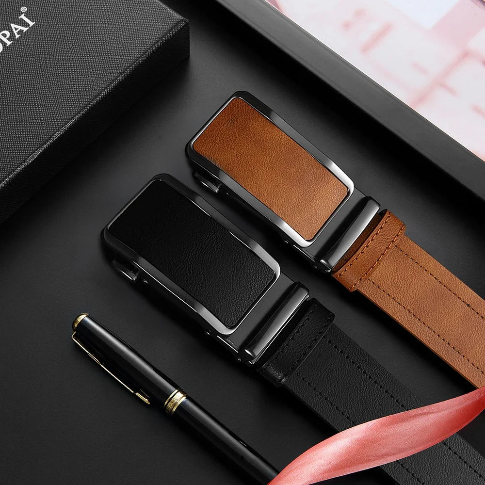Men's Ratchet Automatic Buckle Leather Belt