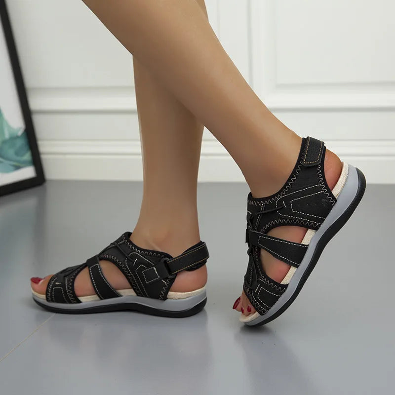 Women's Peep-Toe Flat Beach Sandals