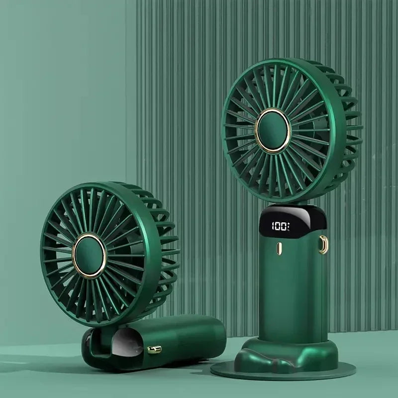 5-Speed Rechargeable Handheld Fan with LED Display & Aromatherapy