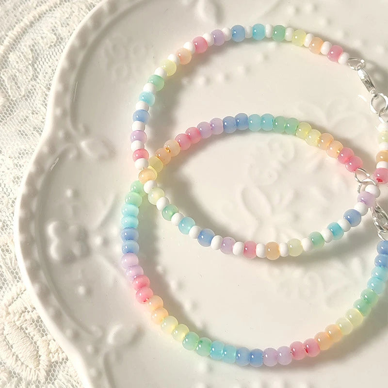 Rainbow Beaded Bracelet – Colorful Bohemian Style for Women & Girls