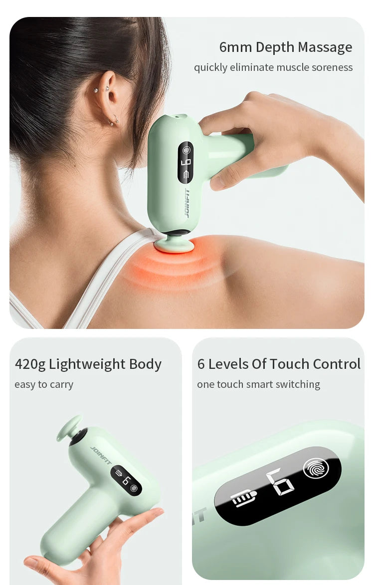 Deep Tissue Percussion Massage Gun — 6-Speed with 4 Massage Heads