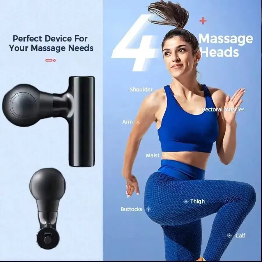Compact Percussion Massage Gun — Deep Tissue Relief for Body, Back & Neck