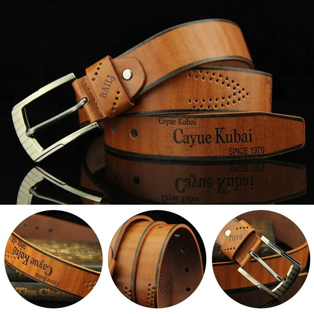 Men's Classic PU Leather Belt with Alloy Buckle